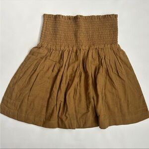 Kate Quinn Women’s Smocked Skirt XS NWT Organic Cotton Gauze Fennel / Golden